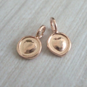 4-50 pcs, 8x5 mm, Handmade Rose Gold over 925 Sterling Silver Little Heart Medallion Charm Pendant, PC-0056