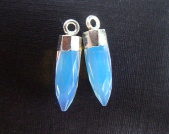 2 pcs, Opalite spike Earrings Pendant Finding, Bullet Point silver dipped pendant charm finding, 18-20x5mm, GS-0208