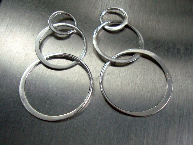 Past Present Future Half Hammered Triple circles Link Infinity L3720 925 Sterling Silver 3 Eternal Circles Bulk 6 pcs 37x20mm