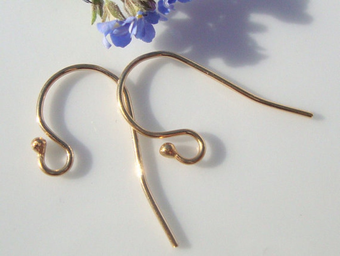 2pc 14k gold filled earring wires, large loop ear wires, 1 pair, gold  filled earrings wire back, gold french hook earring wire, 14k gold, L