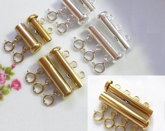 14K Gold Filled Tube Clasp for Layering Necklace, Sterling Silver Layering Necklace Tube Spacer, 2 3 4 Strands Tube Clasp, CC-0174