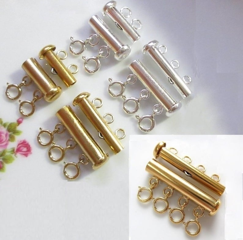 14K Gold Filled Tube Clasp for Layering Necklace Sterling image 1