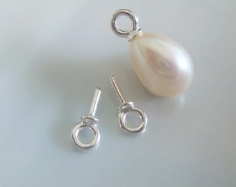 4 pcs, 7x3mm, 925 Sterling Silver Cup and Peg Drop, For Half drilled pearls and beads