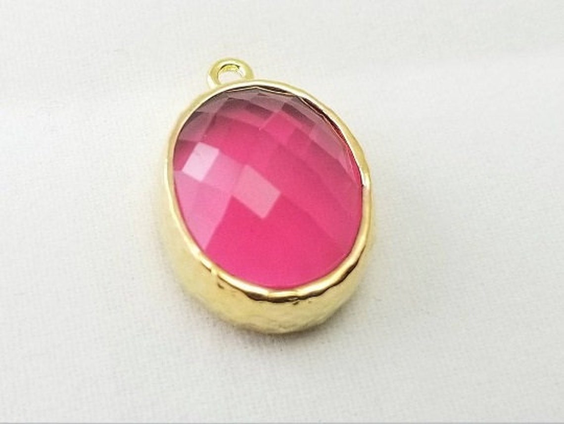 2 pcs Tourmaline Pink Faceted Glass Stone Pendentif Charm Etsy France