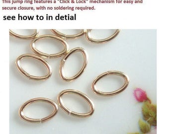 20,50 pcs, 3.5x5.3mm, 22ga gauge, 14K Gold Filled Click & Lock Oval Open Jump Rings