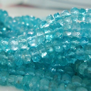 4.5-5 mm, half Strand, Apatite Rondelles, Azure Blue Apatite Gemstone, Organic Cut Faceted Rondelle Beads,  j1