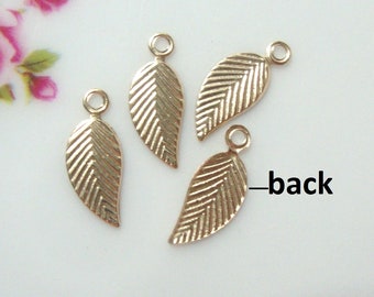 4 pcs, 5x10mm 14K Gold Filled Tiny Leaf Charm, PC-0273, LEFT