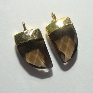 Smoky Quartz Horn Pendant, Small Horn Pendant, Gold Electroplated Horn Pendant, CP-0001