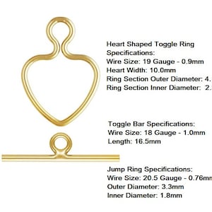 14K Gold Filled 10mm Heart Necklace Toggle Clasp Set, Bracelet Toggle Clasp, CC-0290