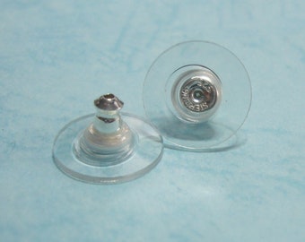 2 pcs, 925 Sterling Silver silicon ear back, Earring Cutch, 11.5mm Comfort Disc back, Earring Back, Great Item for Earring Finding, CC-0483