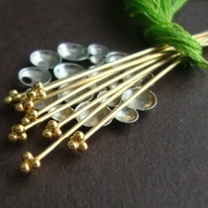 Bulk 50 pcs, 24 gauge, 50mm, 2 Inches, 24K Gold Vermeil over 925 Sterling Silver 4 balls headpin
