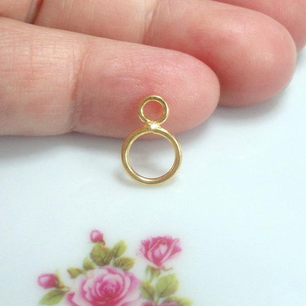 4 pcs, 12.5x8mm, Gold Vermeil Infinity Circle Connector Link, 2 circle link, small link Chandelier, Earrings findings, Minimalist, CC-0133