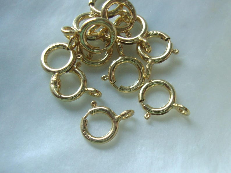 18k Gold plate 925 Sterling Silver Spring Clasp with CLOSED Ring 10 pcs 5.5mm
