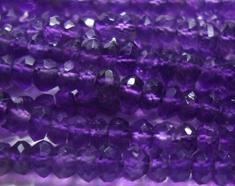 14" strand, 3-3.5mm, Organic Cut Gorgeous Purple Amethyst Faceted Rondelles, GS-0342
