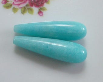 2 pcs, 7x22mm, AA+ Quality, Top Half Drilled Peru Amazonite Smooth Teardrop Briolette, Elongated Teardrop Briolette, Designer Pieces,GS-0260