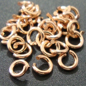 Bulk 25 pcs, 4mm, 20ga gauge, Strong Sturdy , Rose Gold Sterling Silver Open Jump Ring- 4jo20