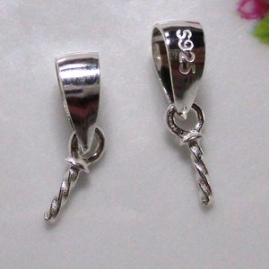 2 pcs, 925 Sterling Silver 2mm Cup and Peg Drop Bail, For Half drilled beads, CC-0401