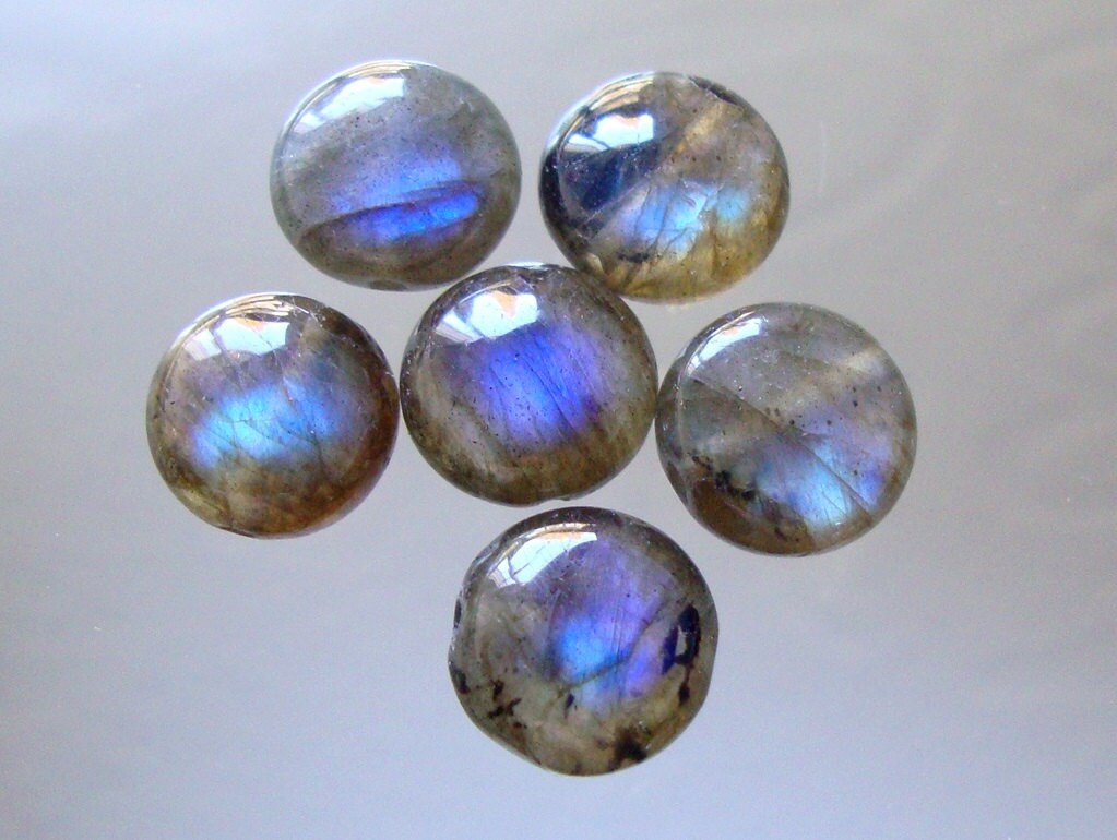 AAA+ 16mm Firey Blue Green Gold Flash Labradorite Smooth Coin Beads