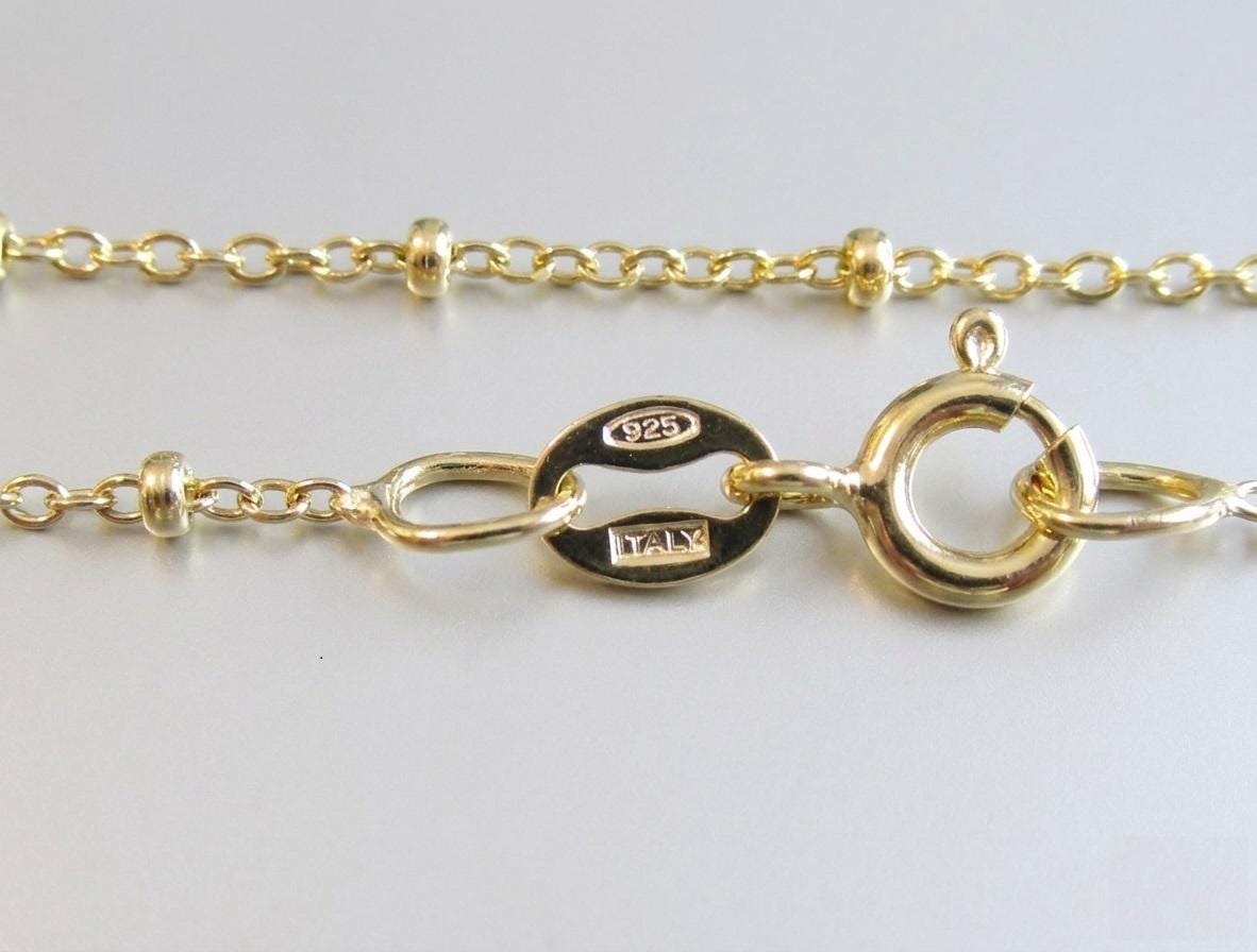 Catena satellitare con perline in argento sterling, collana finita, realizzata in Italia, 16 o 20 - Italia Catena satellitare con perline in argento sterling, collana finita, realizzata in Italia, 16 o 20 - Italia