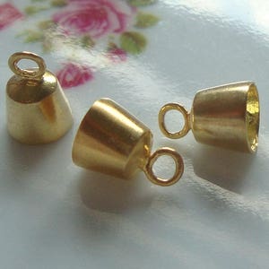 2 pcs, 9.5x6.7 mm, Handmade Gold Vermeil Sterling Silver End Caps, BC-0009