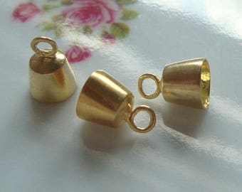 2 pcs, 9.5x6.7 mm, Handmade Gold Vermeil Sterling Silver End Caps, BC-0009