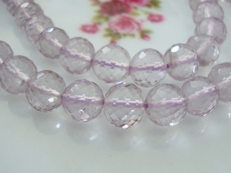 Natural Pink Amethyst Gemstone Beads – 2.5mm Round Micro Faceted – 12.5" Strand (approx. 110-125 Beads)