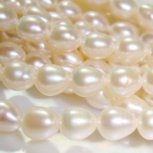 Full Strand, 7x6-6.5mm, Fresh Water Pearl, Natural Rice and Drop Pearls, Bridal Jewelry, June Birthday
