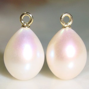 15-17x9.5-10mm including loop, AAA Fresh Water Pearl Dangles,18k Gold Sterling Silver Oval Drop Teardrop Briolette Pearl Pendant, Lustrous