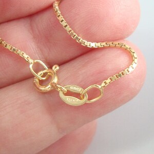 1 pc, 18 Inches, 1mm Medium Weight, 18K Gold over 925 Sterling Silver Box Chain, Finished Chain, MW, Made in Italy image 3
