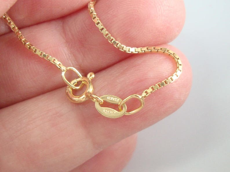 1 pc, 18 Inches, 1mm Medium Weight, 18K Gold over 925 Sterling Silver Box Chain, Finished Chain, MW, Made in Italy image 3