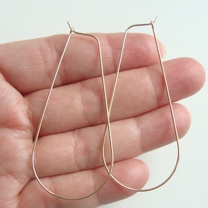 23x60mm, 14K Gold filled Large Elongated Teardrop Earring Hoop, Beading Hoop, 1 pair, EW-0106a