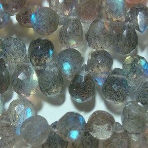 1/2 strand, 4 inch strand, 41-42 beads, 5-6x3-4mm, Firey Blue Green Flash Labradorite Lovely Baby Faceted Teardrop Briolettes, LT1 image 6