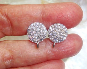 13x10mm, 2 pcs, Sterling Silver Diamond White CZ Ear Post with Ear Nuts, Earrings Findings, Terra Finds Design - EP-0006