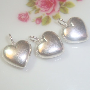 5 pcs, 11x10mm, 925 Sterling Silver Charming Heart Pendant, 3D Heart Charm, earrings, dangles, PC-0170