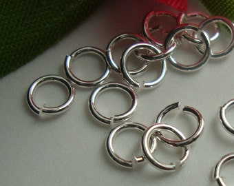25 pcs, 6mm, 22ga gauge, 925 Sterling Silver Click and Lock Jump Rings, Open locking Jump rings