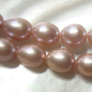 9-10x7-8mm, 7.5&quot; strand, 21 pearls, Freshwater pearl, Amazing Natural Mauve Pink Fresh Water Pearls, Rice and Drop Pearls - P3