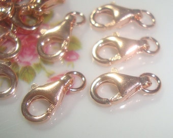 5 pcs, 5x11mm, Rose Gold on 925 Sterling Silver Oval Trigger Clasp with open Ring, clasp1