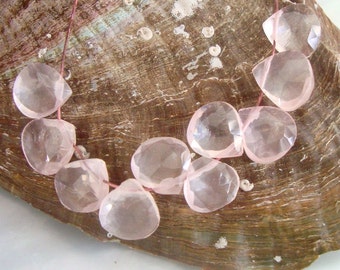 sale 80% DIscount Exclusive AAA Quality Rose Quartz Faceted Onion Briolette Shape 8 Inch Strand Size 6.50 MM Approx