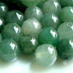 7.5-8mm Grade A Jadeite-Jade Smooth Green Lavender Round Beads, GS-0032