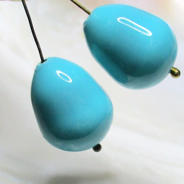 3 pairs, 10x13mm, So Beautiful, Full Drilled, Lovely Profile Turquoise South Sea Shell Pearl Teardrop Briolette, SP-0061