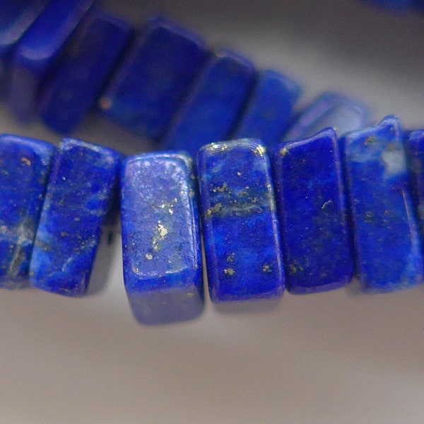Lapis Lazuli Smooth Hand Polished Square Heishi Beads, 1/2 strand, 5.5-6 mm