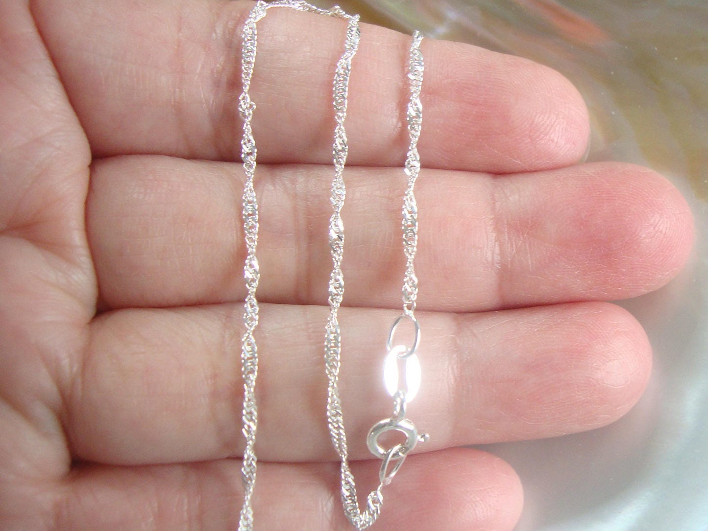 Collar De Cadena De Plata De Ley 925 Italiana, 0.047 In, 0.051 In, 0.059 In Y 0.079 In Singapur (eslabones Trenzados)., Plata De Ley, 110ITASIN1.2mmPMNZ