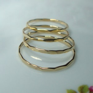 14K Gold Filled Hammered Stacking Ring, CC-0213
