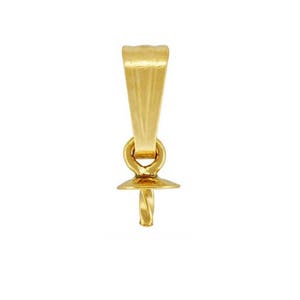 1, 5 pcs, 14K Gold Filled Bail with 3.0mm cup Twist Peg Pendant Finding, For Half drilled beads and pearls, CC-0382