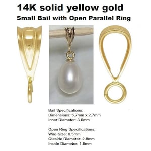 1 pc, 14K Solid Yellow Gold Small Bail with Open Parallel Ring, CC-0291