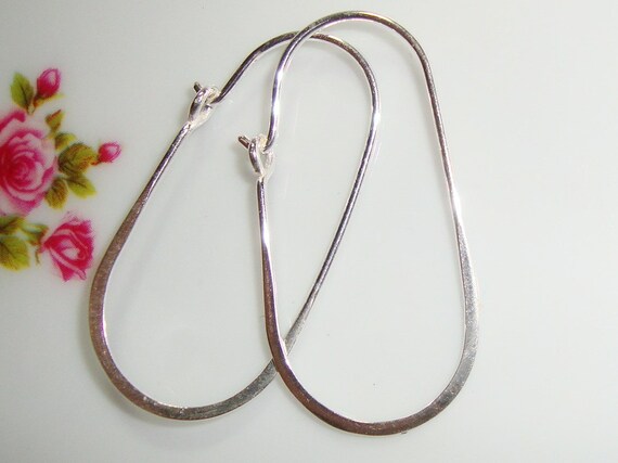 2-20 Pcs, Handmade 925 Sterling Silver Half Hammered Long
