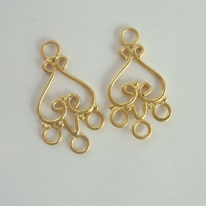 2 pcs, Gold Vermeil over 925 Sterling Silver Chandelier Filigree Connector Earwire, CC-0060