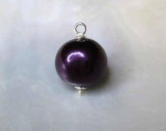 1 o 2 piezas, Perla de agua dulce, Plata de ley, Colgante de perla redonda, Colgante de perla redonda de pavo real, Perla de 11-12 mm
