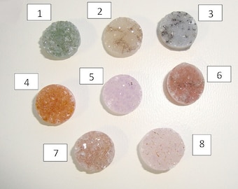 8mm Round Cabochon, Natural Agate Druzy Drusy Crystal  you choose the one you like