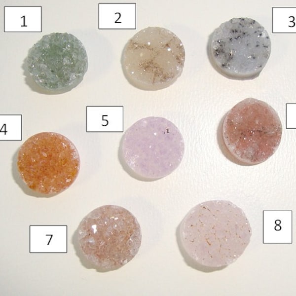 8mm Round Cabochon, Natural Agate Druzy Drusy Crystal  you choose the one you like